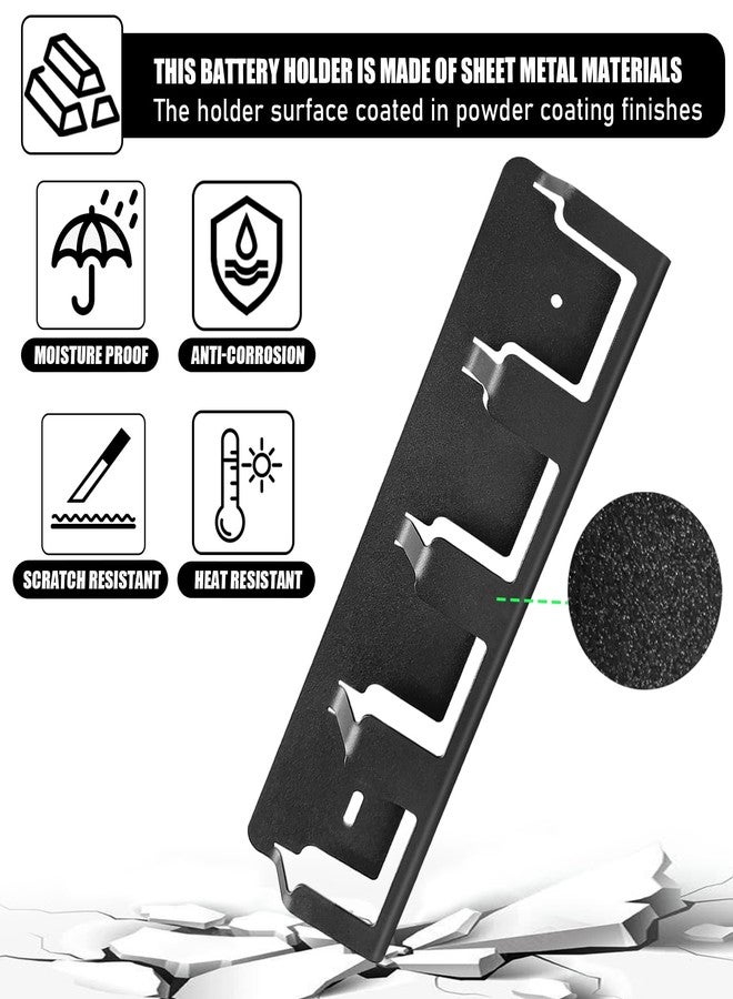 YAMTO Metal Wall Mount Holder fits for Makita and Bosch 18V Lithium-Ion Batteries,Tool Batteries Rack Effortless Organization,Secure 4 Slot Organizer for a Clutter-Open Workspace - Image 3