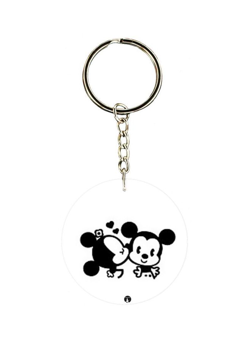 Mickey And Minnie Printed Double Sided Keychain