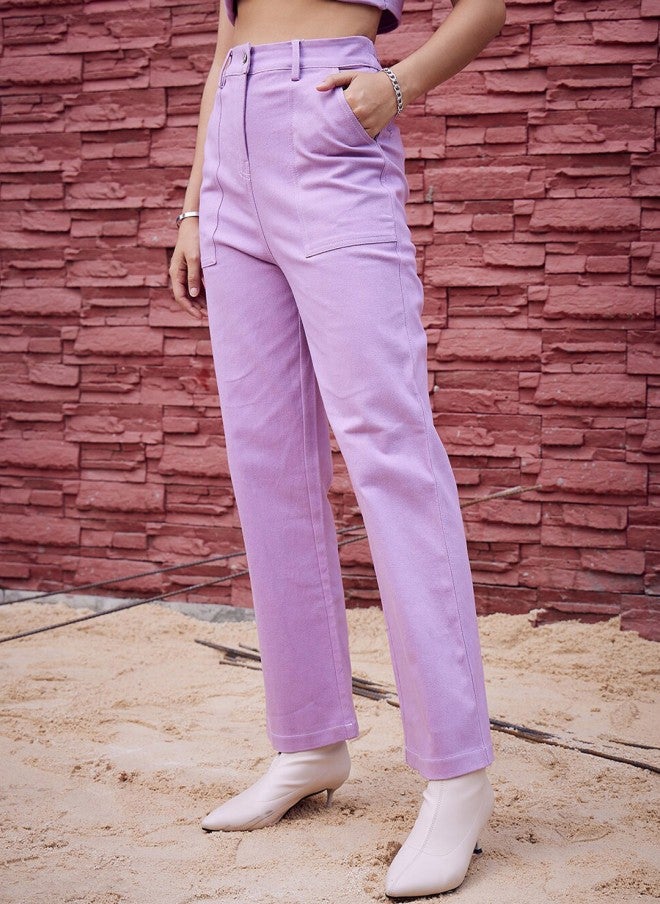 Athena Lavender Straight Fit Jeans for Women - Image 2