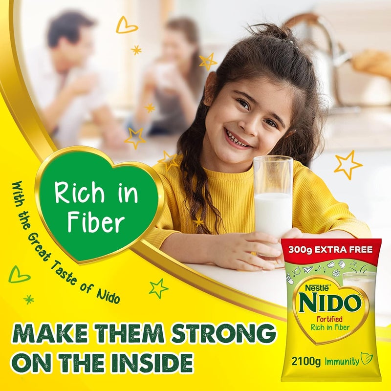 Nido حليب نيدو نستله المدعم مسحوق غني بالألياف كيس 2100 جرام (عرض) - Image 2