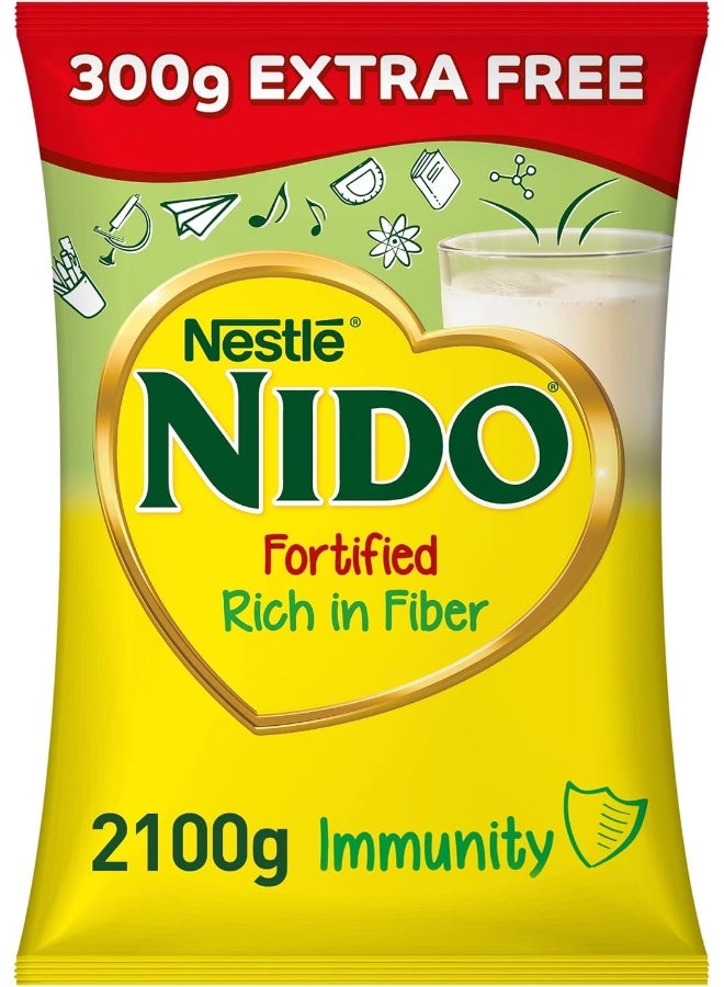 Nido حليب نيدو نستله المدعم مسحوق غني بالألياف كيس 2100 جرام (عرض) - Image 1
