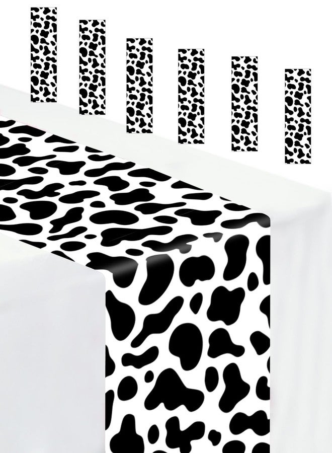 MUNILAIL 6 PCS Cow Print Table Runner 14 x 108 Plastic Table Runner for Cow Theme Party Birthday Baby Shower Disposable Table Runner - Image 1