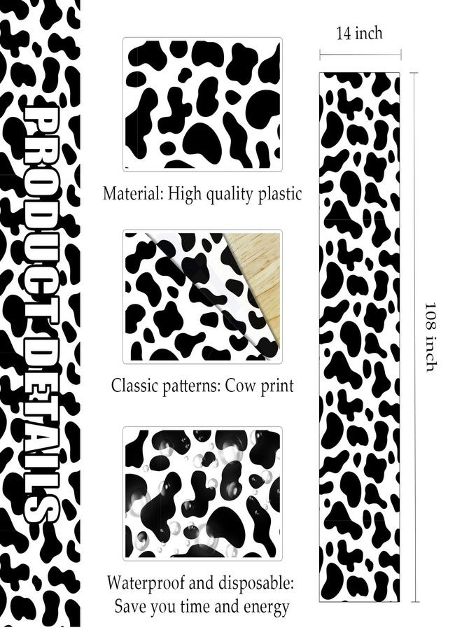 MUNILAIL 6 PCS Cow Print Table Runner 14 x 108 Plastic Table Runner for Cow Theme Party Birthday Baby Shower Disposable Table Runner - Image 3