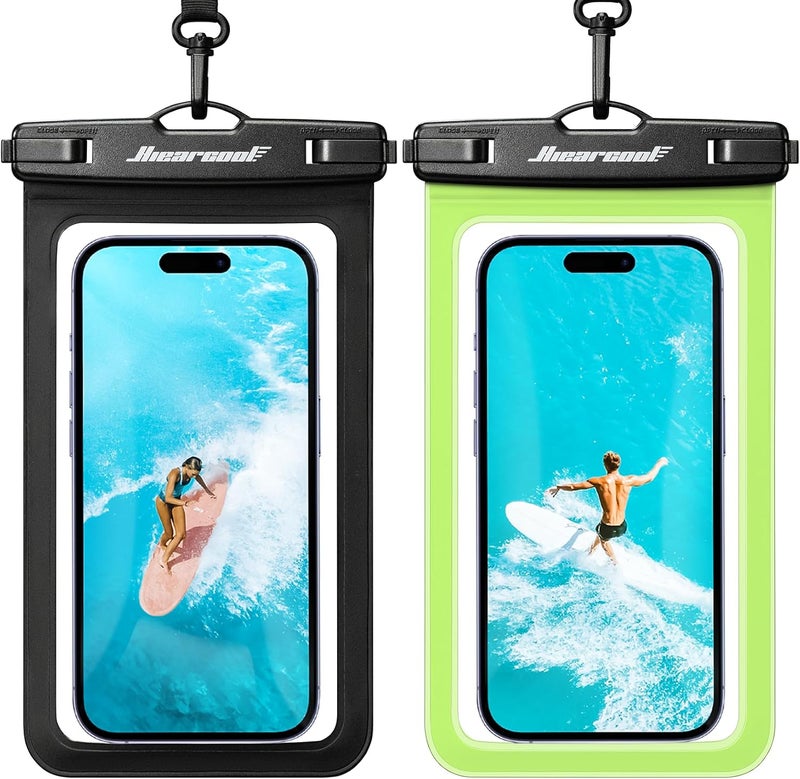 حركول حقيبة هاتف مقاومة للماء من ، غطاء هاتف مقاوم للماء لأيفون 17 16 15 14 13 Pro Max Plus حتى 8.3 بوصة، حقيبة جافة IPX8 للهاتف المحمول للشاطئ والكروز - أسود وأخضر زيتوني - عبوتان - Image 1