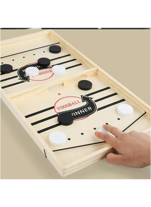 Large Sling Puck Game, Foosball Winner Board Game, Wooden Hockey Table Game, Fast Paced Slingshot Game Board, Rapid Sling Table Battle Speed String Puck Game for Kids Adults & Family Party