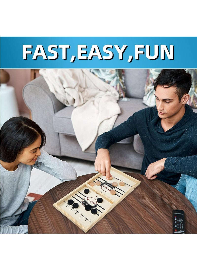 Hihonor - Large Sling Puck Game, Foosball Winner Board Game, Wooden Hockey Table Game, Fast Paced Slingshot Game Board, Rapid Sling Table Battle Speed String Puck Game for Kids Adults & Family Party - Image 1