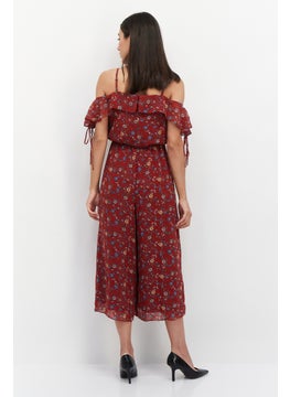 VERO MODA Women Floral Printed Cold Shoulder Jumpsuit, Brown Combo  - Image 4