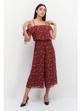 VERO MODA Women Floral Printed Cold Shoulder Jumpsuit, Brown Combo  - Image 1