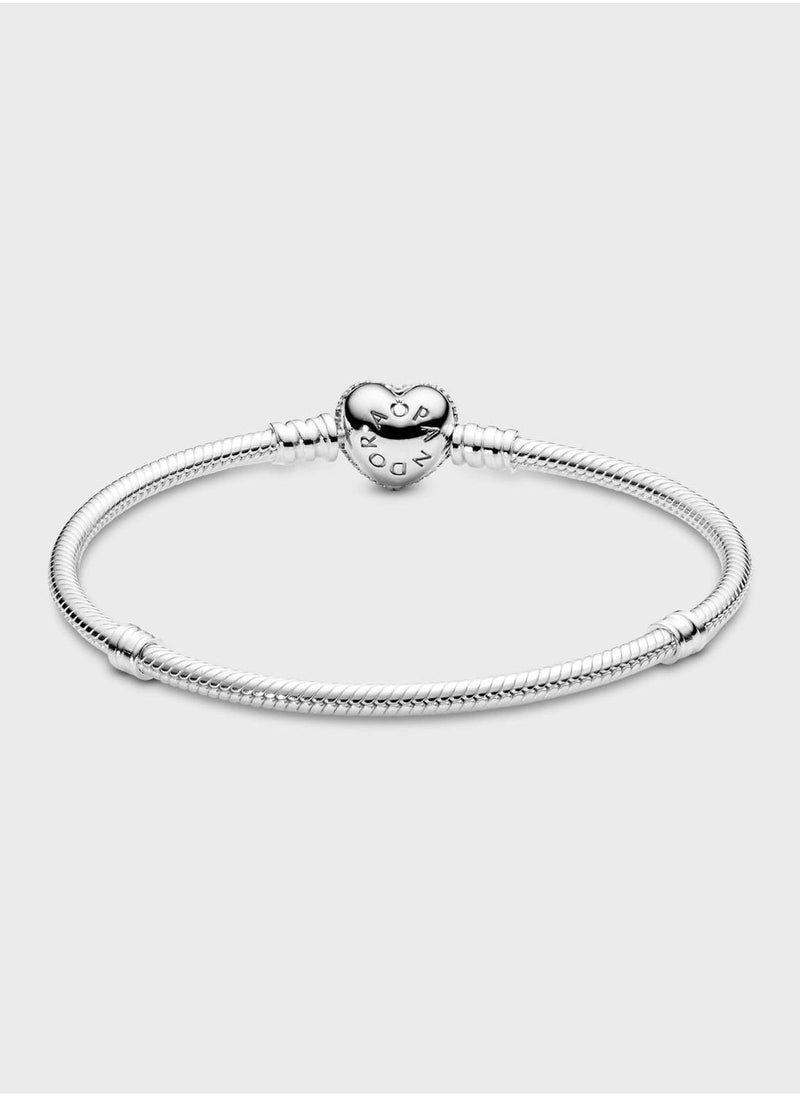 PANDORA Moments Sparkling Heart & Snake Chain Bracelet  - Image 2
