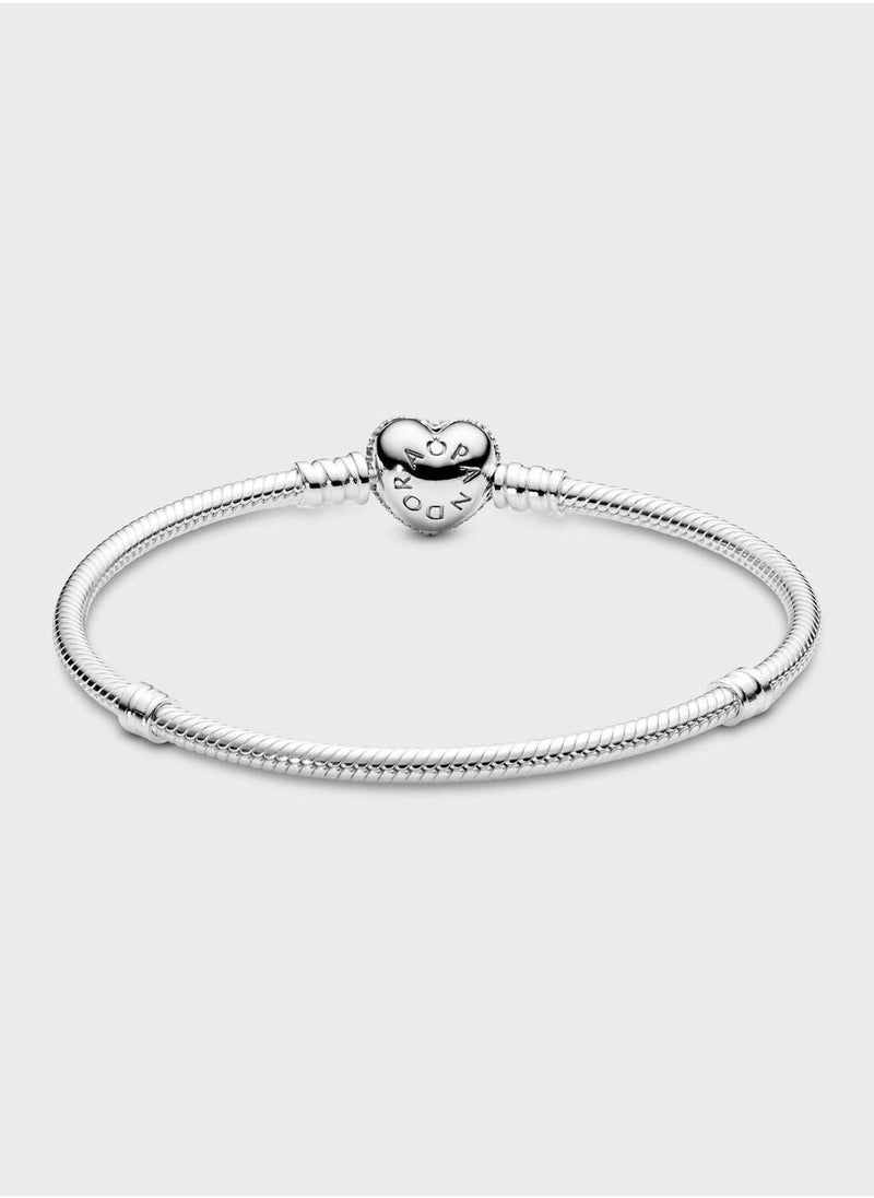PANDORA Moments Sparkling Heart & Snake Chain Bracelet - Image 2