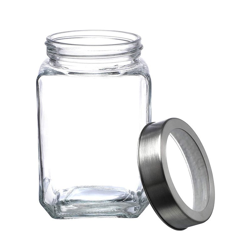 Home Stuffs جرار زجاجية مربعة سعة 3000 مل من هوم ستافز مع غطاء محكم الهواء مثالية للتخزين في المطبخ والمخللات والمزيد أحجام ومجموعات متنوعة متاحة 3 لتر 3000 مل 3 كجم 1 - Image 3