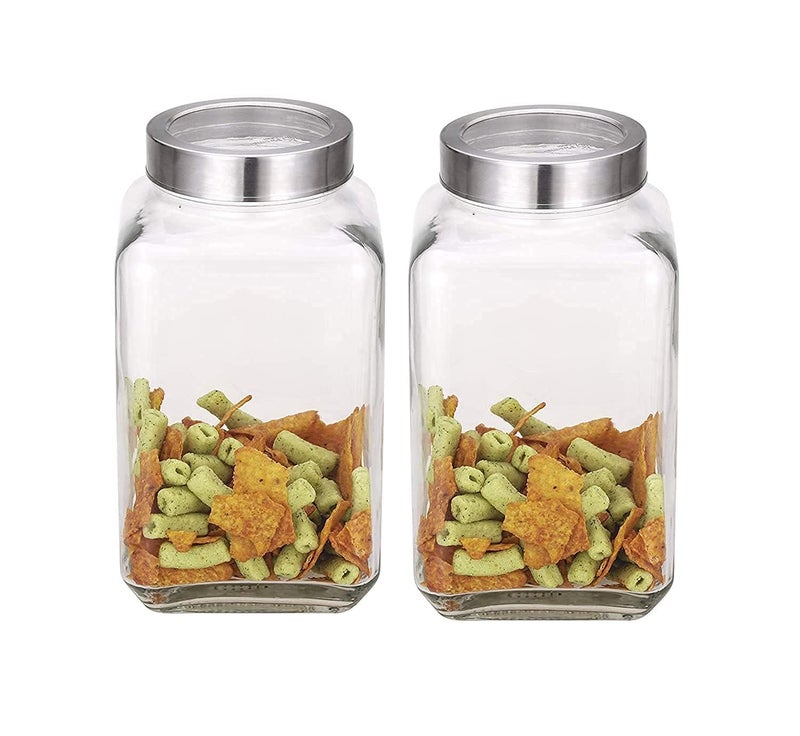 Home Stuffs جرار زجاجية مربعة سعة 3000 مل من هوم ستافز مع غطاء محكم الهواء مثالية للتخزين في المطبخ والمخللات والمزيد أحجام ومجموعات متنوعة متاحة 3 لتر 3000 مل 3 كجم 1 - Image 4