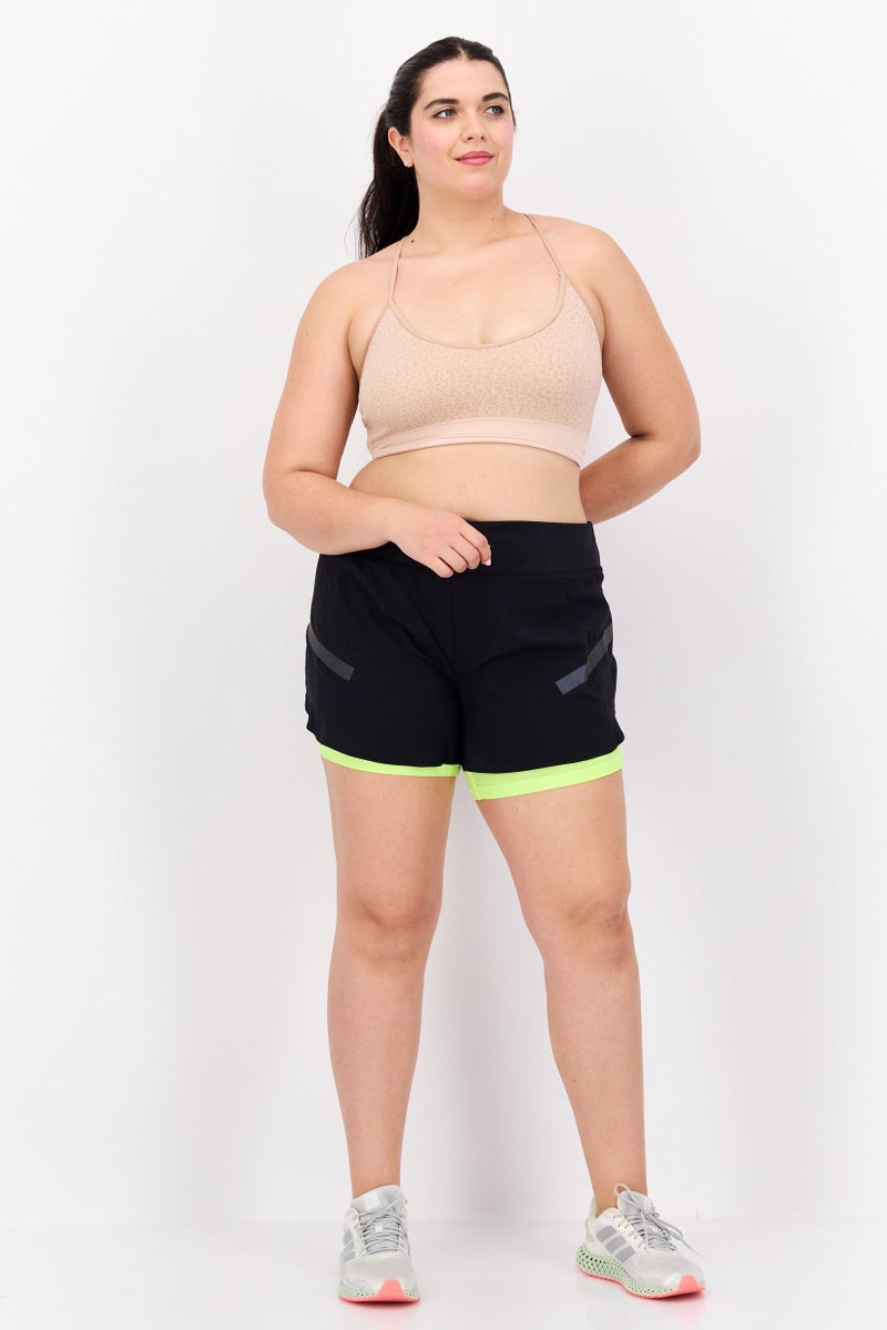 Brooks شورتات تدريب رياضية نسائية 2 في 1، مجموعة سوداء - Image 4