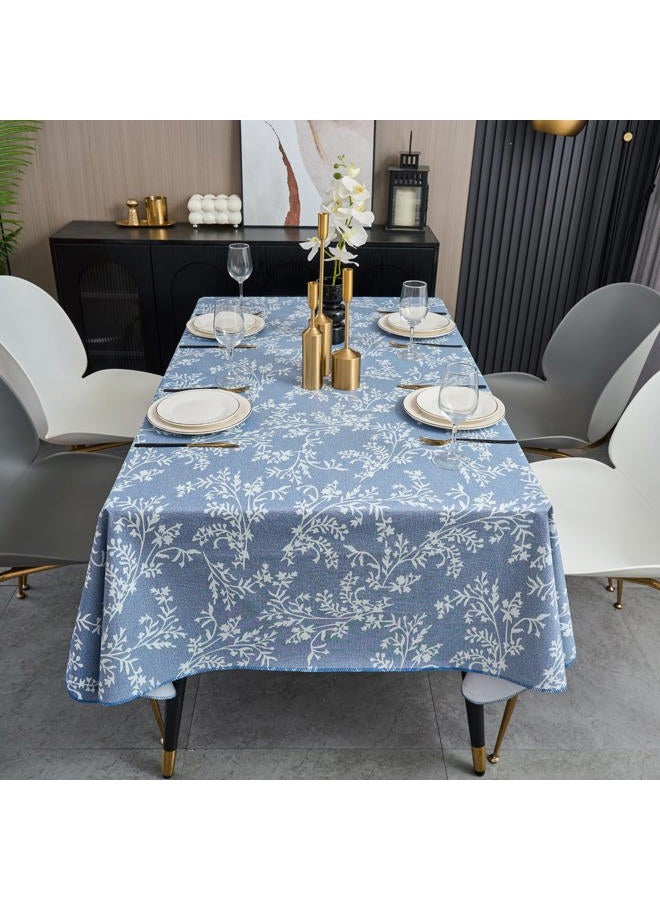 LIBERECOO Vinyl Tablecloth with Flannel Backing –Indigo Botanical Charm, Waterproof, Wipeable, Durable Table Cover – 4 Colors - Image 2