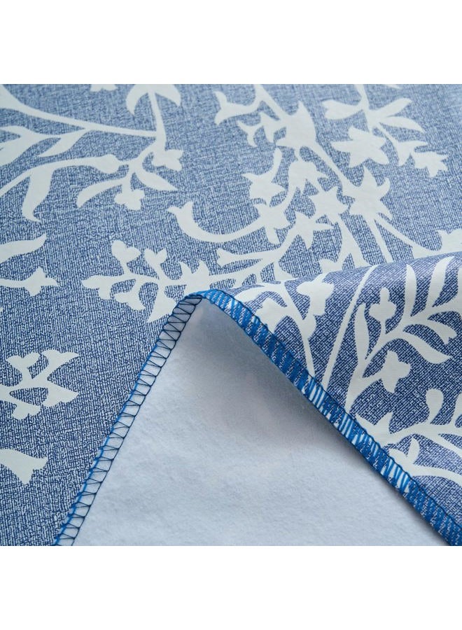 LIBERECOO Vinyl Tablecloth with Flannel Backing –Indigo Botanical Charm, Waterproof, Wipeable, Durable Table Cover – 4 Colors - Image 4