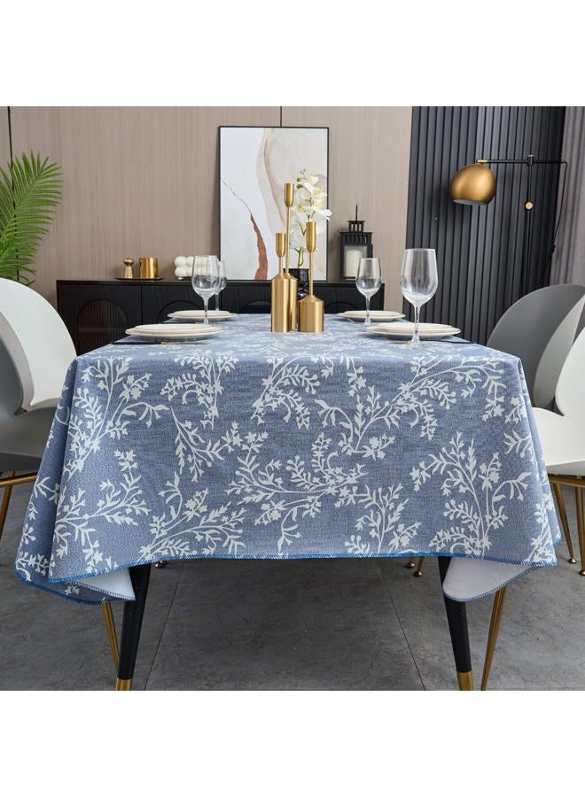 LIBERECOO Vinyl Tablecloth with Flannel Backing –Indigo Botanical Charm, Waterproof, Wipeable, Durable Table Cover – 4 Colors - Image 3