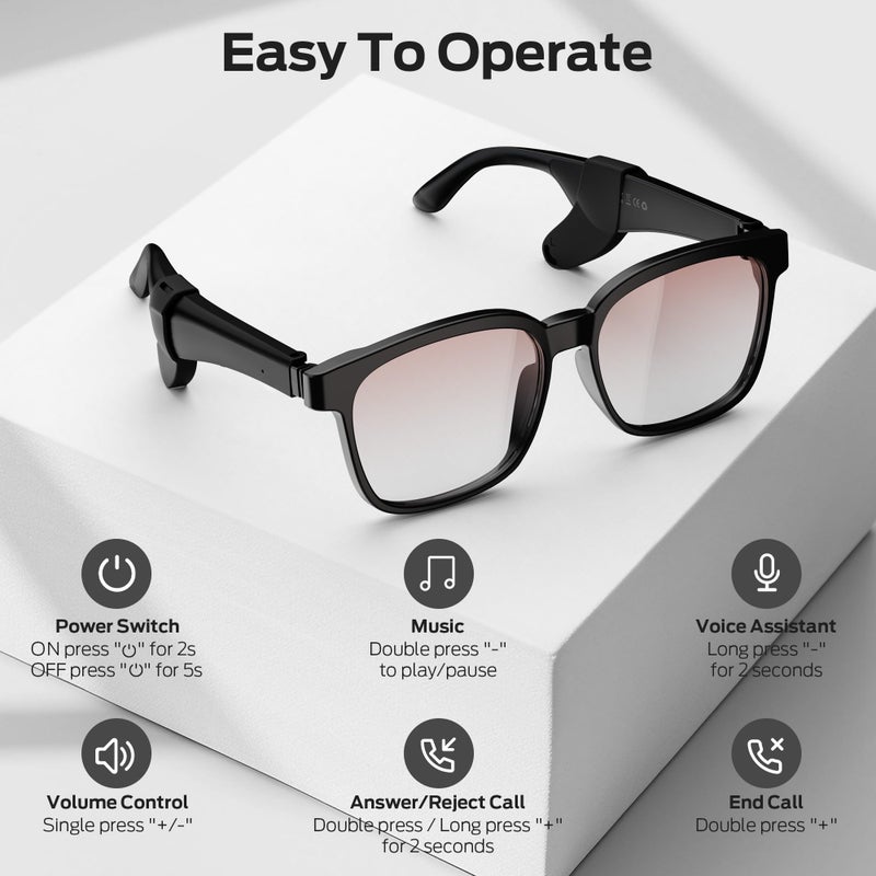 Oraolo Smart Glasses, Polarized Sunglasses with Bluetooth Speaker, Wireless Music & Calls, Athletic/Outdoor UV Protection and Voice Control, Unisex(Brown) - Image 5