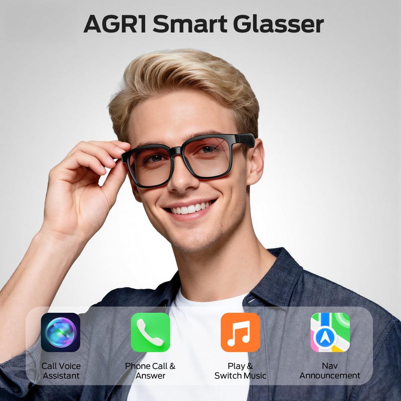 Oraolo Smart Glasses, Polarized Sunglasses with Bluetooth Speaker, Wireless Music & Calls, Athletic/Outdoor UV Protection and Voice Control, Unisex(Brown) - Image 2