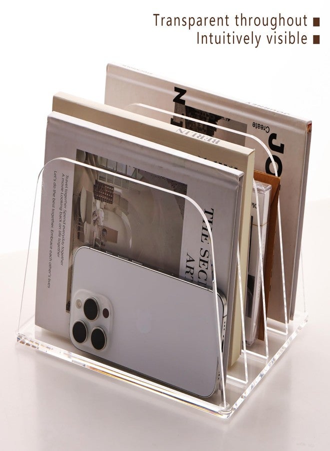 YUXUN Desk File Organizer Upright Clear Acrylic Desktop Organizer File Sorter Office Organization File Holder 4-Section Bookshelf for Home, Office & Classroom - Image 5