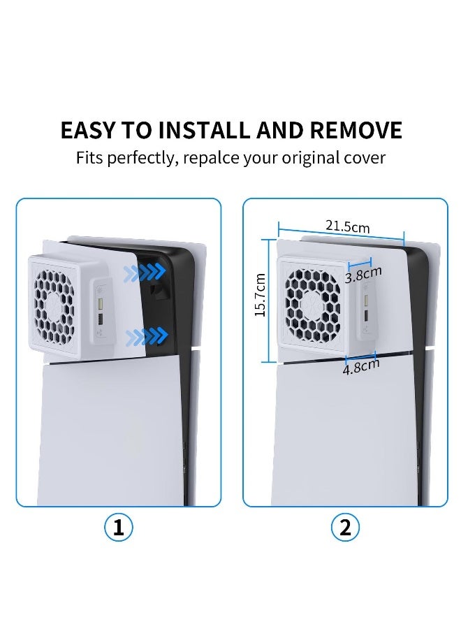 Loquat Slim Cooling Fan for PS5: Enhanced Cooling System with PS5 Slim Cover, RGB LED Lights, 3-Level Fan Speeds, and 2 USB Charging Hubs for PS5 Slim Digital and Disc Consoles - Image 4