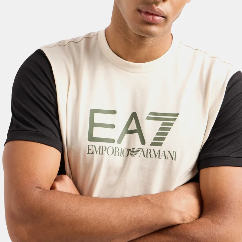 EA7 Emporio Armani Beige Men's Train Athletic Colourblock T-Shirt for Men | Best Price UAE