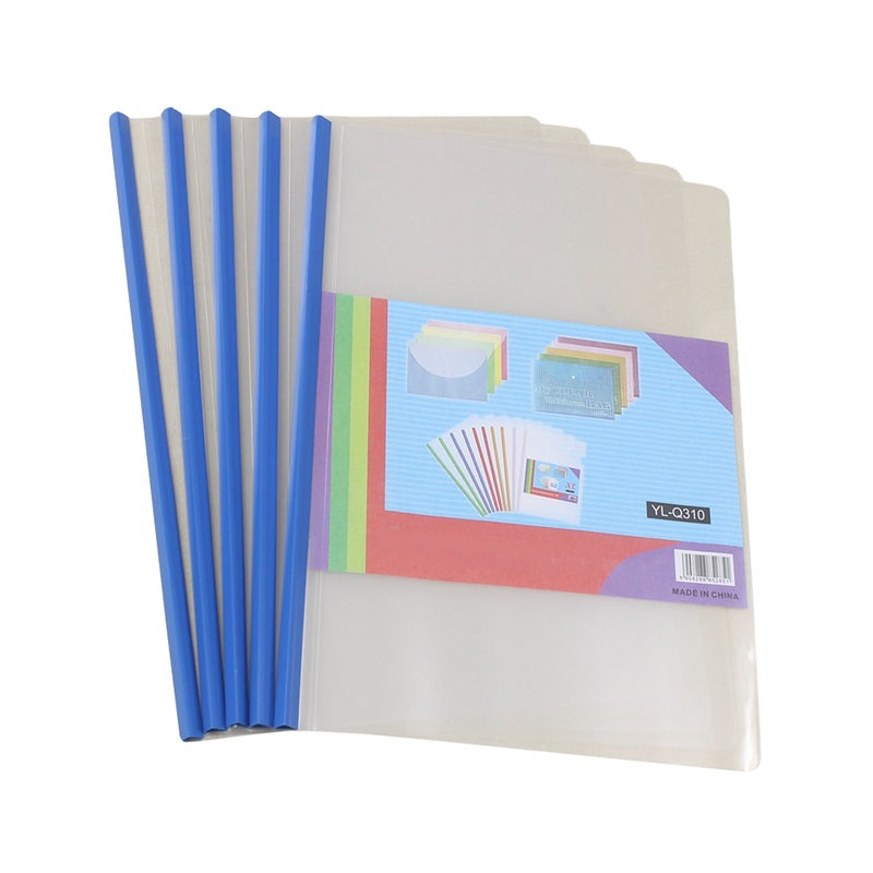 10Pcs Transparent File Folder Sliding Bar Report Covers A4 Report Display Cover Organizer Binder (Q310-Blue) - Image 1