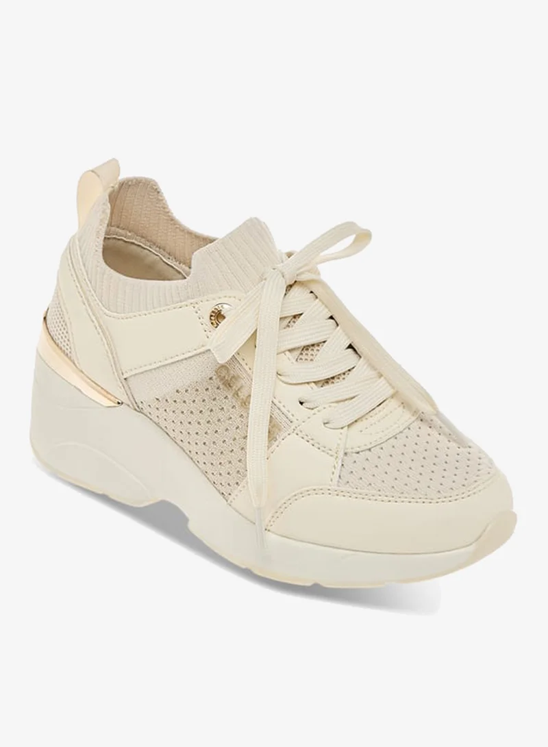 سيليست سنيكرز نسائي سهل الارتداء بكعب ويدج وتفاصيل دانتيل