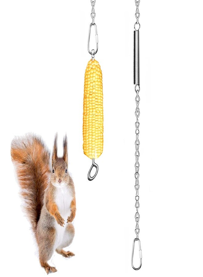 Essilnn Hanging Squirrel Feeder Outside Corn Cobs Holder for Squirrels Chipmunk Funny Toy - Image 1