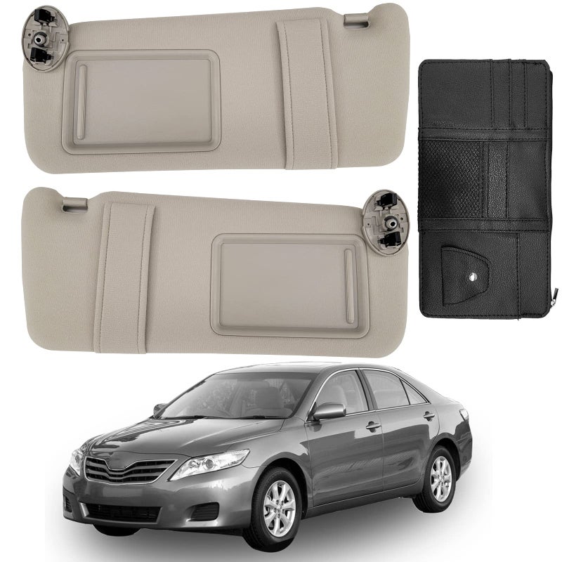 DIMEANI fit for Toyota Camry Sun Visor Replacement fit for 2007 2008 2009 2010 2011 Toyota Camry and Hybrid Without Light DriverPassenger Side 7432006780E0 7431006750E02PCSBeige