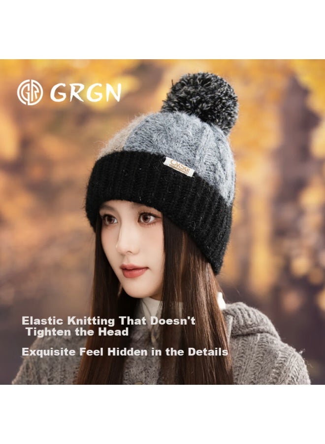 Grgn Women's Winter Warm Thick Knit Hat Ear Protection Beanie Maternity Cold-resistant Cap - Image 1