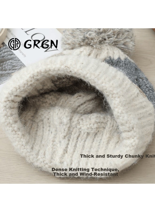 Grgn Women's Winter Warm Thick Knit Hat Ear Protection Beanie Maternity Cold-resistant Cap - Image 2