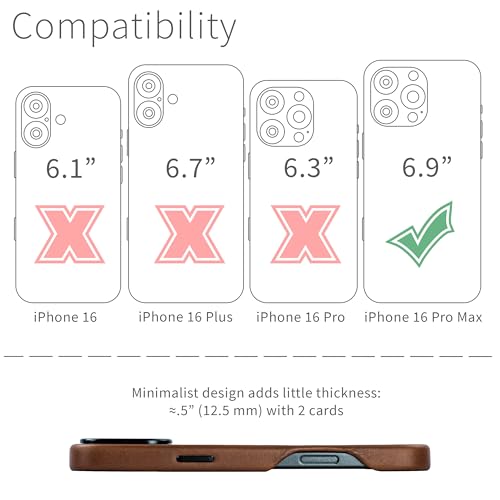 Dockem Genuine Leather Case V2 for iPhone 16 Pro Max with Full Camera Control Cutout Compatible with MagSafe MSGL Brown - Image 3