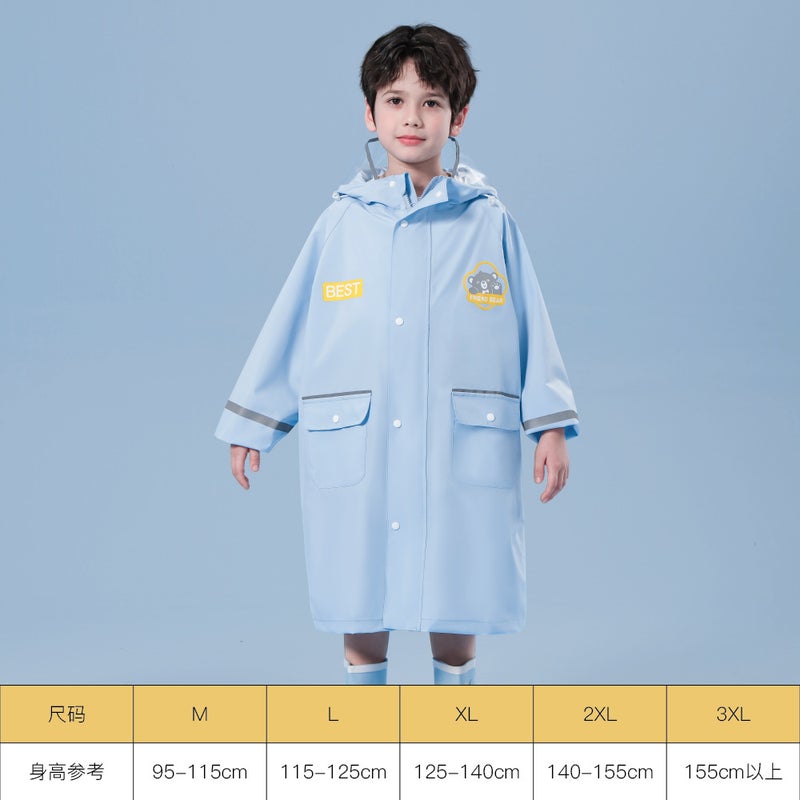 Children'S Raincoat Boys And Girls 12-Year-Old 10-Year-Old Boys And Girls Primary School School Special Schoolbag Seat Poncho Big Children - Image 1