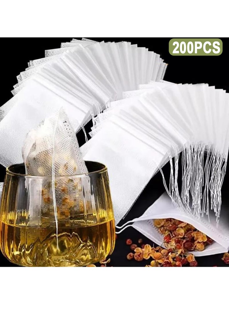 Forest Home Disposable Drawstring Tea Bags for Loose Leaf Tea 7x9cm, 200pcs Bulk Empty Tea Filter Sachets Infuser Strainers for Coffee Spice Herbs Everyday Use Home Brewing - Image 1