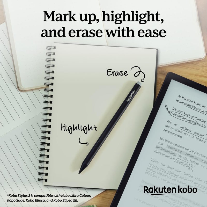 Kobo Stylus 2 | Mark Up, Write Notes and Make Highlights | Rechargeable via USB-C |Compatible with 7" Libra Colour eReader - Image 5