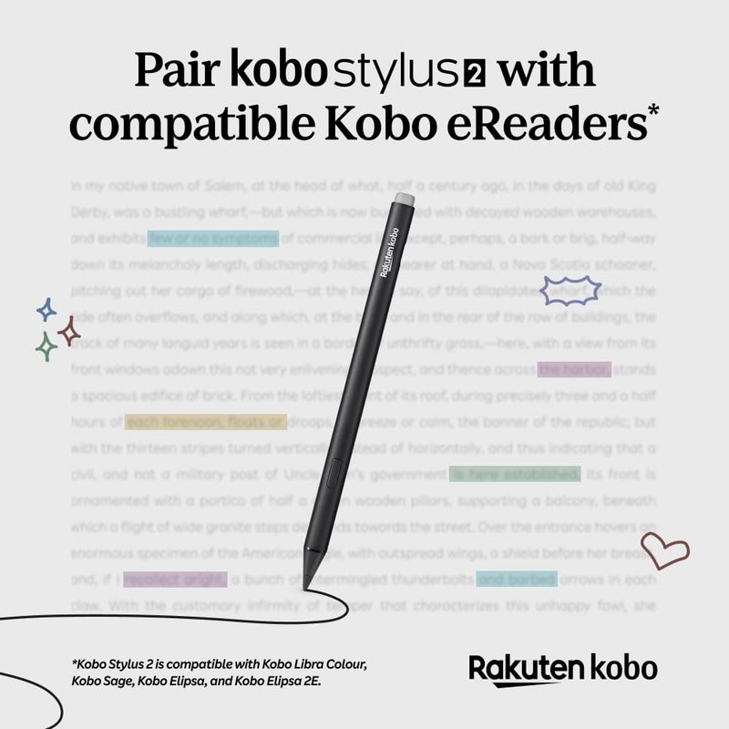 Kobo Stylus 2 | Mark Up, Write Notes and Make Highlights | Rechargeable via USB-C |Compatible with 7" Libra Colour eReader - Image 3