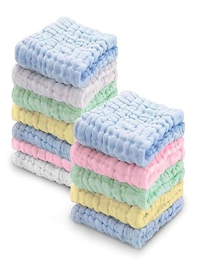 FIMALIA Dry Muslin Wash Cloth Organic Cotton Face Towel Handkerchief for Baby New Born/Infants/Toddlers (Color & Print May Vary) (Pack of 3,4 & 5) (25cm x 25cm (Multicolor), 3)