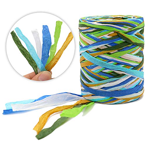 G2PLUS Colored 262 Feet Raffia Paper Ribbon6 Colored Packing Paper String Perfect for Gift Wrapping and DIY Decoration White - Image 1