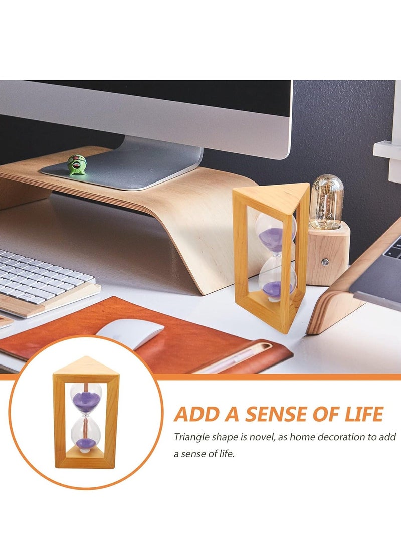 Hourglass Timer 5 Minutes Sandglass Wooden Frame Sandglass Hourglass Sand Clock Toy Sand Hourglass Timer for Kids Hourglass Decoration Purple Colorful Sand Wood Sand Desk Child  - Image 4