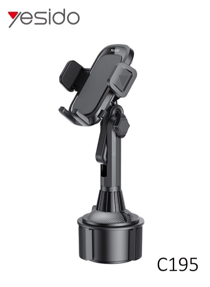 Yesido C195 Mobile Phone Holder Cup Mount – 360° Rotational Adjustable, Tightly Grip Design, Universal Car Cup Holder Phone Mount for iPhone, Samsung, and More, Secure and Convenient  - Image 1