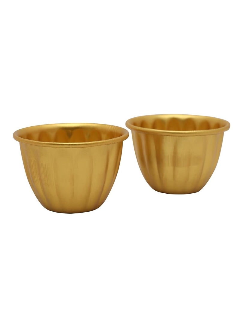 Binshihon Aluminum Cream Mold 2 Pcs Gold 7.5cm | Dessert & Cream Caramel Serving Bowl | Oven Safe for Pudding, Creme Brulee, Custard Cups  - Image 1