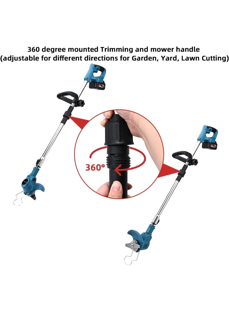 Generic Weed Eater Battery Powered,21v Trimmer Edger Lawn Tool,3-in-1 Grass Trimmer/Wheel Edger,4.0 Ah Battery,for Garden,Yard Trimming,Lawn Cutting(Blue)  - Image 4