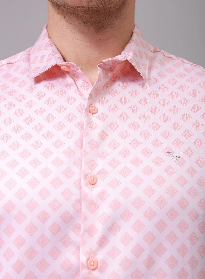 شركة المرآب الهندية Men Slim Fit Geometric Printed Full Sleeves Cutaway Collar Party Wear Shirt