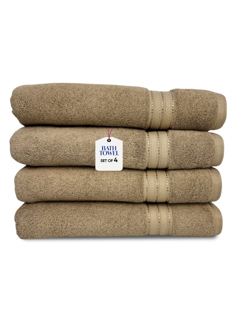 كاسينو Kassino Premium Bath Towels Set - (4 Pack, 70x140 cm), 580 GSM Bath Towel,100% Combed Cotton, Soft & Quick-Dry Towels for Bathroom, Highly Absorbent, Double Stitched Hotel Quality Towels | Beige - Image 1