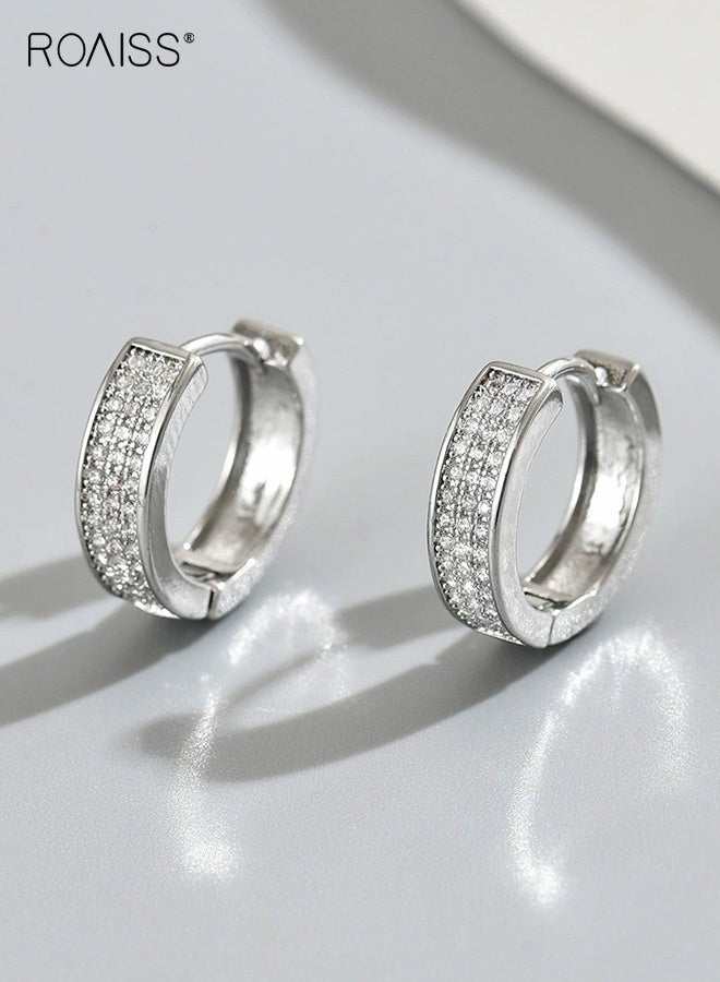 roaiss Trendy Women's Earrings Niche Zircon Inlaid Design Versatile Ear Clips Light Luxury Ear Accessories for Women - Image 2