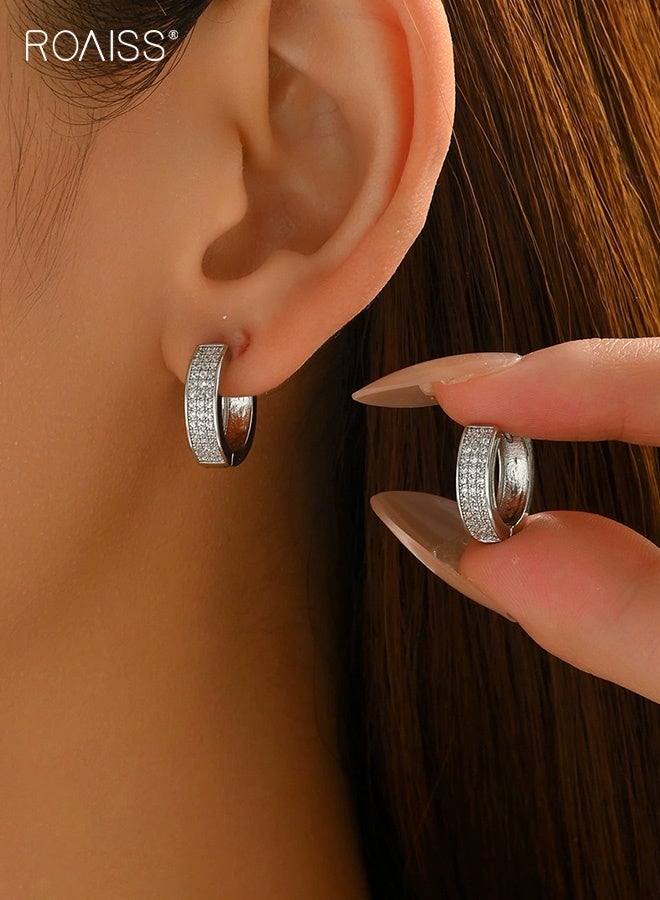 roaiss Trendy Women's Earrings Niche Zircon Inlaid Design Versatile Ear Clips Light Luxury Ear Accessories for Women - Image 1