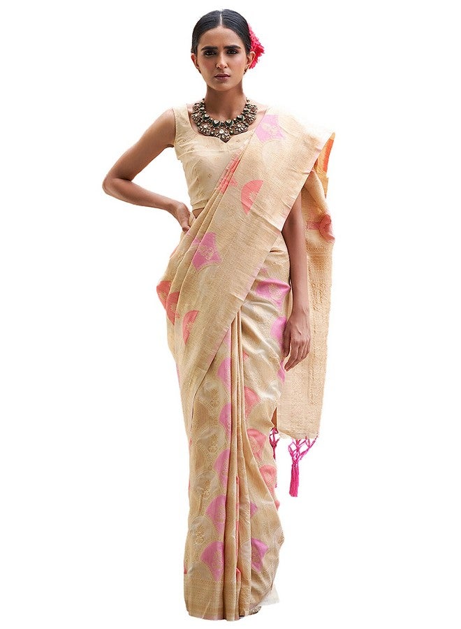 Janasya Janasya Women's Silk Saree (SAR218_Cream) - Image 1
