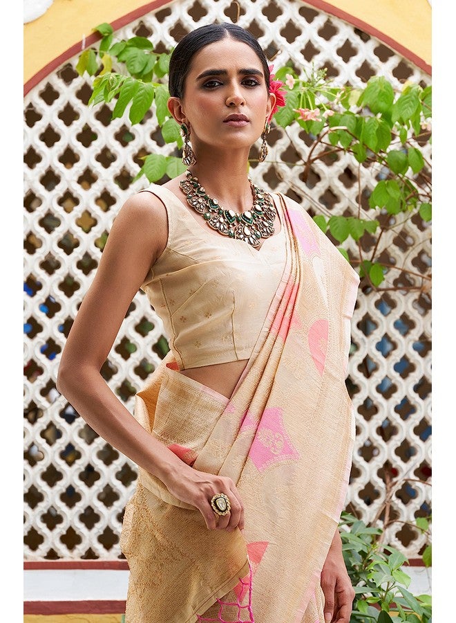 Janasya Janasya Women's Silk Saree (SAR218_Cream) - Image 2