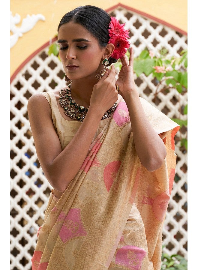 Janasya Janasya Women's Silk Saree (SAR218_Cream) - Image 3
