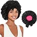 Srevela Satin Silk Bonnet for Sleeping, Jumbo Sleep Cap, Black Bonnet for Women with Curly Hair, Double Layer with Tie Band - Image 2